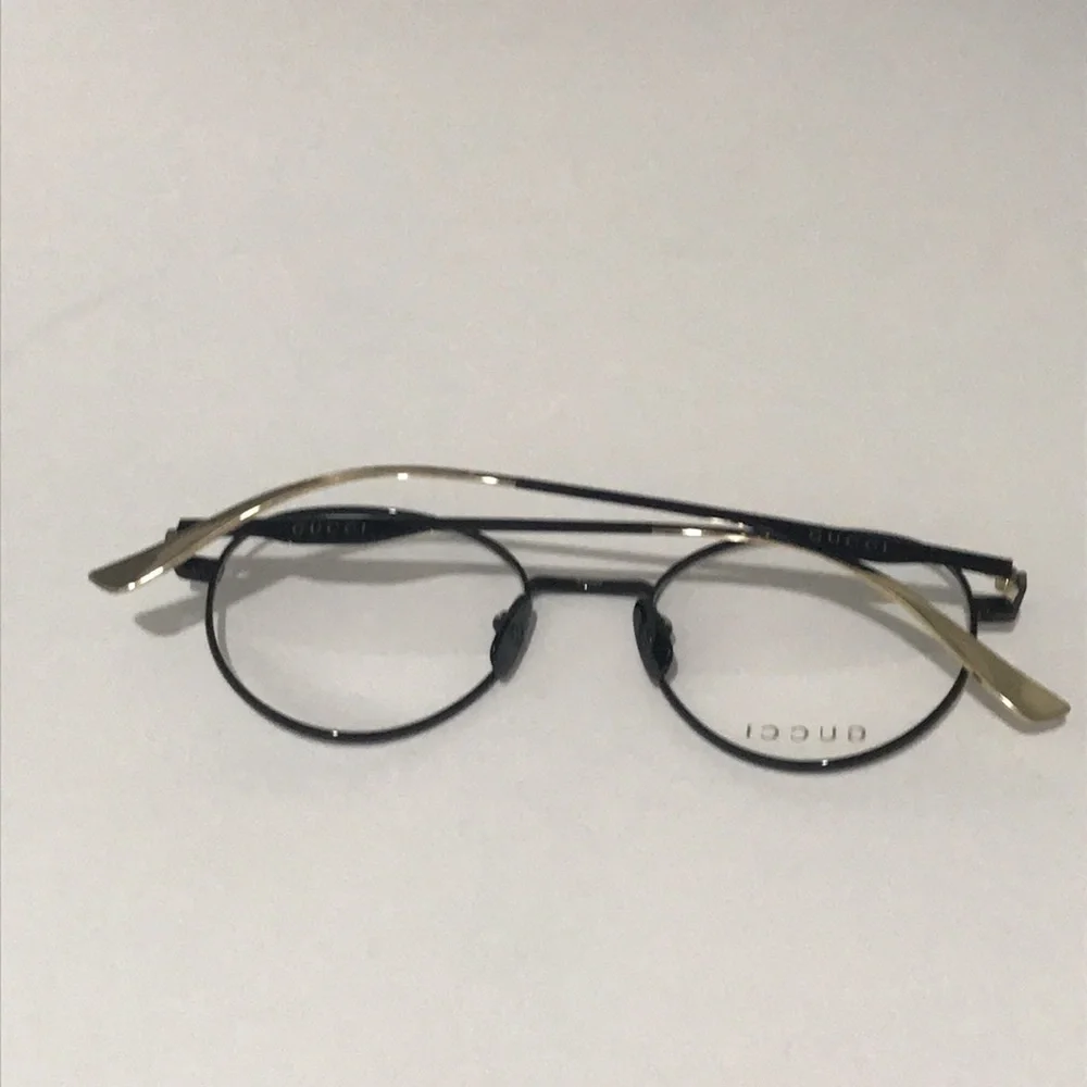 New Authentic Gucci Round Metal Eyeglasses in Black